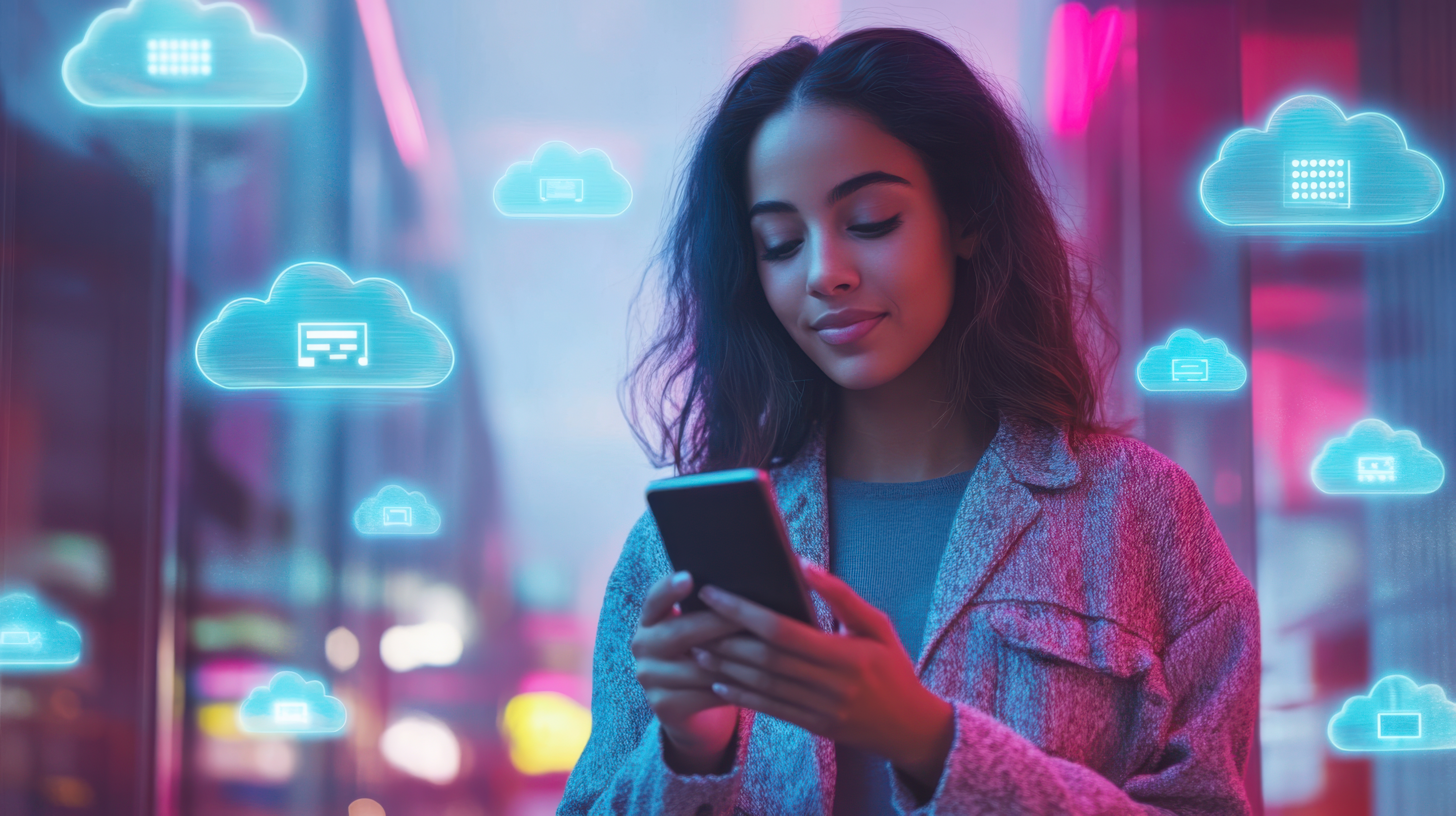 Mulher usando smartphone